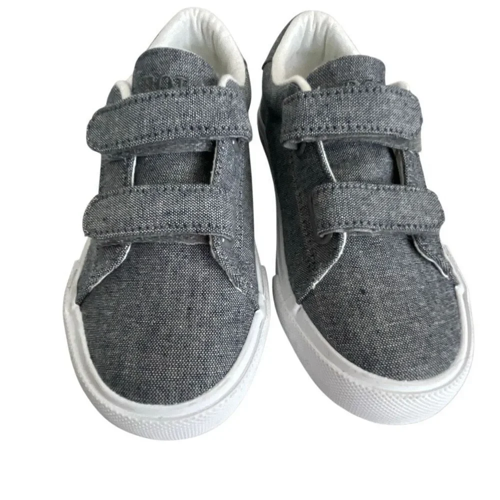 NWOT Polo Ralph Lauren Easten EZ Grey Chambray / Multi Pony Player Shoes Size 8.